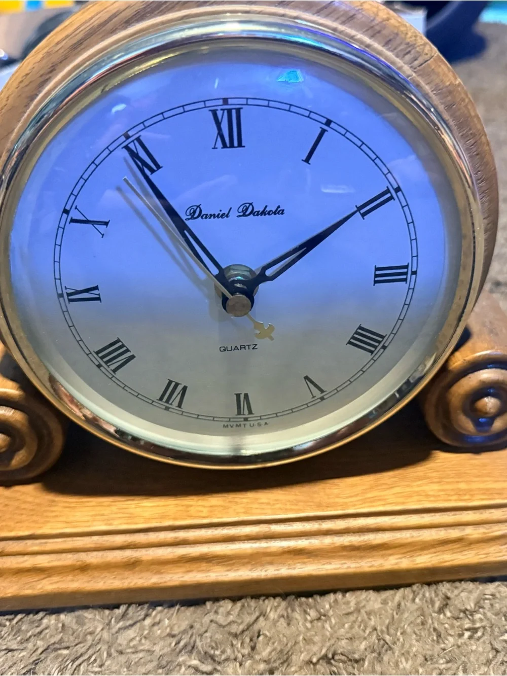 Gold and Wood Mantel Clock - Classic Roman Dial